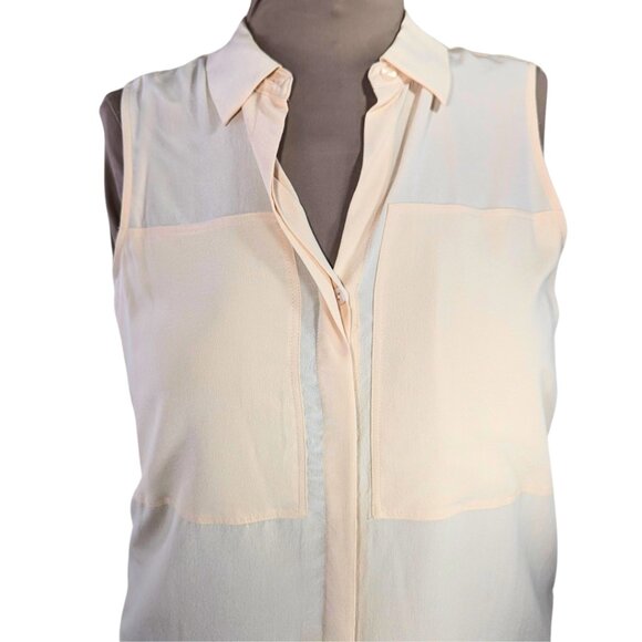 Max Studio Large NWT Sleeveless Peach Silk Collared Blouse - Picture 3 of 9